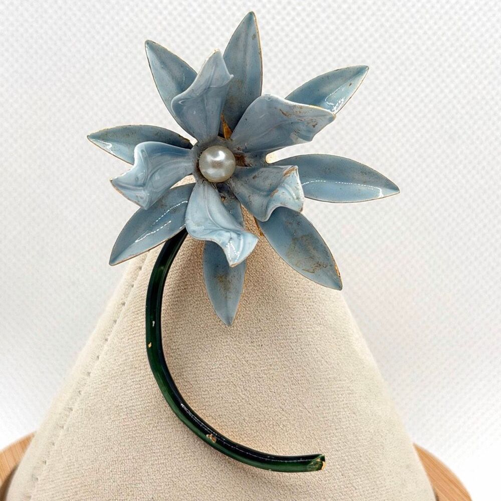 Vintage Original by Robert Blue Enamel Flower Brooch
